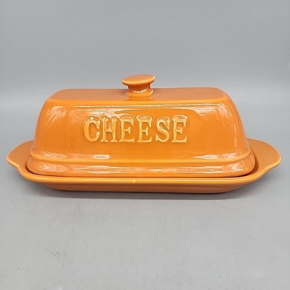 Gourmet Du Village Orange Cheese Fromage Baker Dish / Butter Dish ~ Burnt Orange - Picture 1 of 6